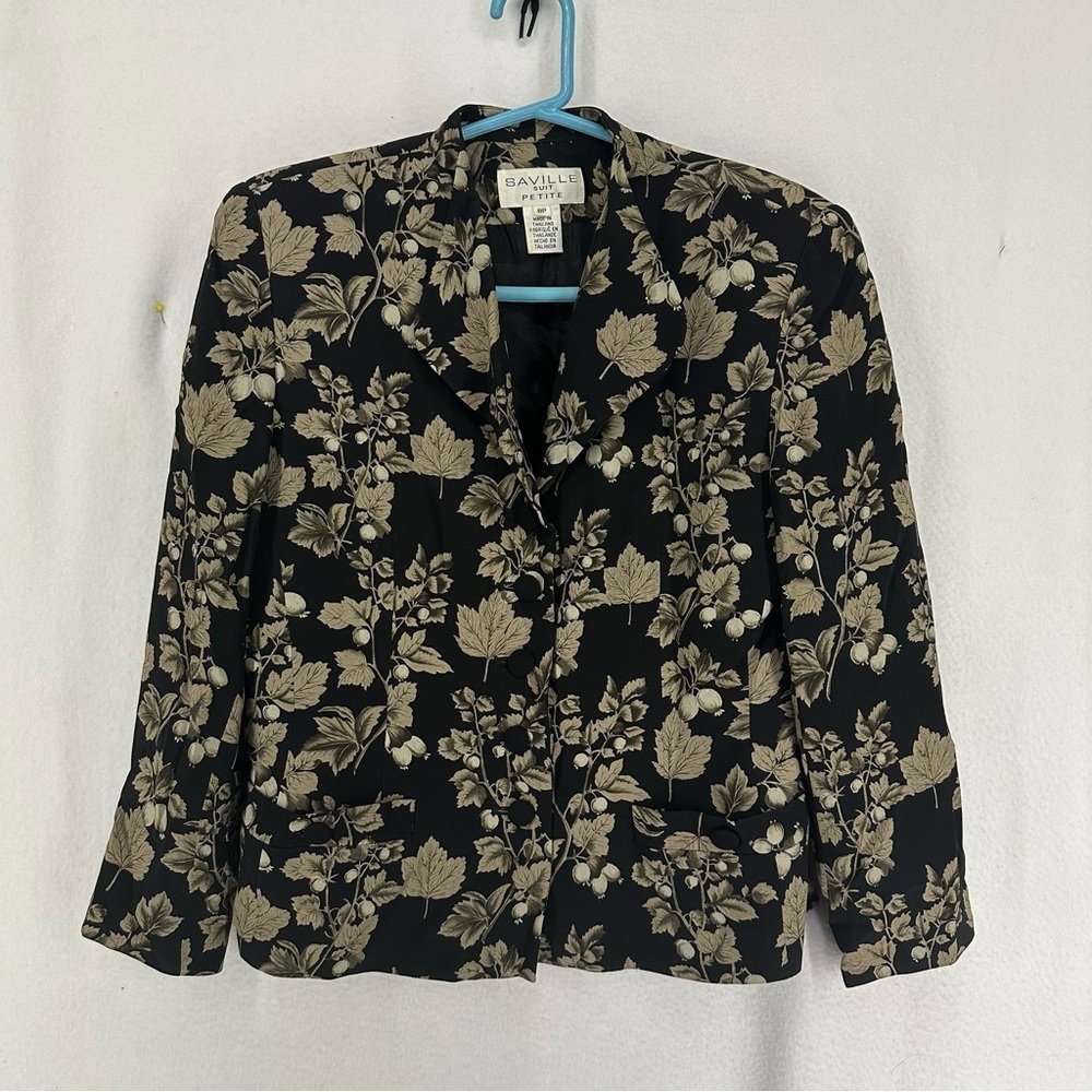 Saville Suit Floral Button‎ Suit Jacket Womens Petite 8 Black
